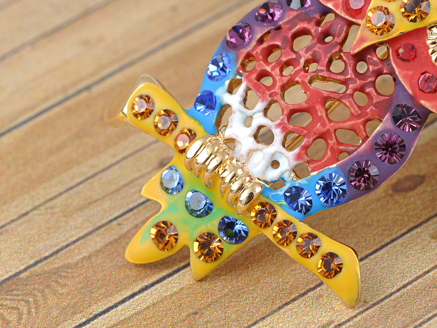 Elements Colorful Rainbow Pride Perched Staring Owl Pin Brooch