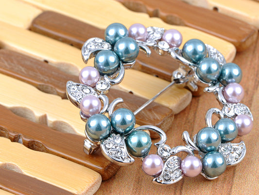 Elements Pearl Flower Holiday Wreath Pin Brooch