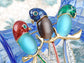 Elements Perched Trio Of Colorful Parakeets Bird Pin Brooch