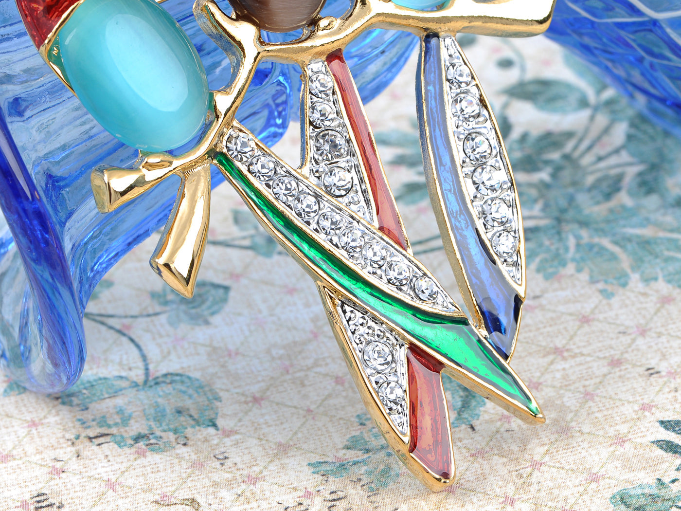 Elements Perched Trio Of Colorful Parakeets Bird Pin Brooch