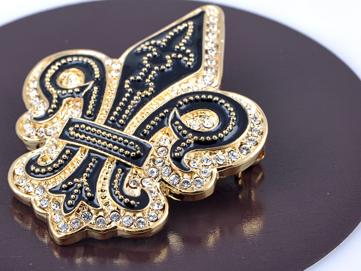 Black Gothic Medieval Royal Fleur De Lis Lily Brooch Pin