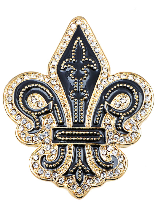 Black Gothic Medieval Royal Fleur De Lis Lily Brooch Pin