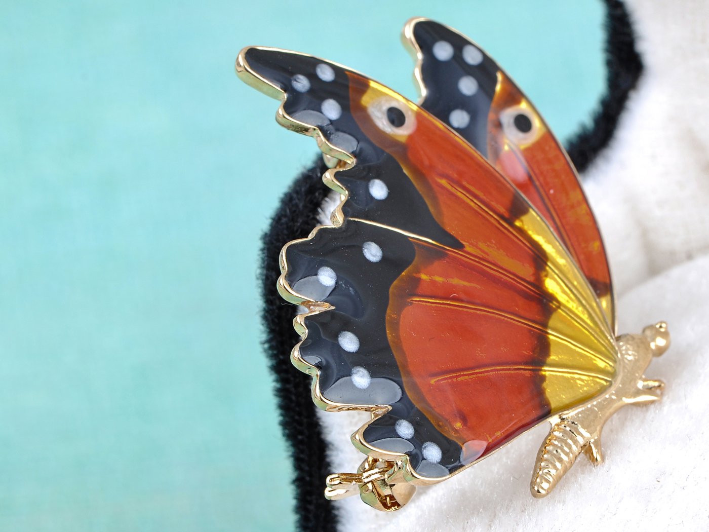 Multicolored Spotted Colorful Monarch Butterfly Wings Brooch Pin