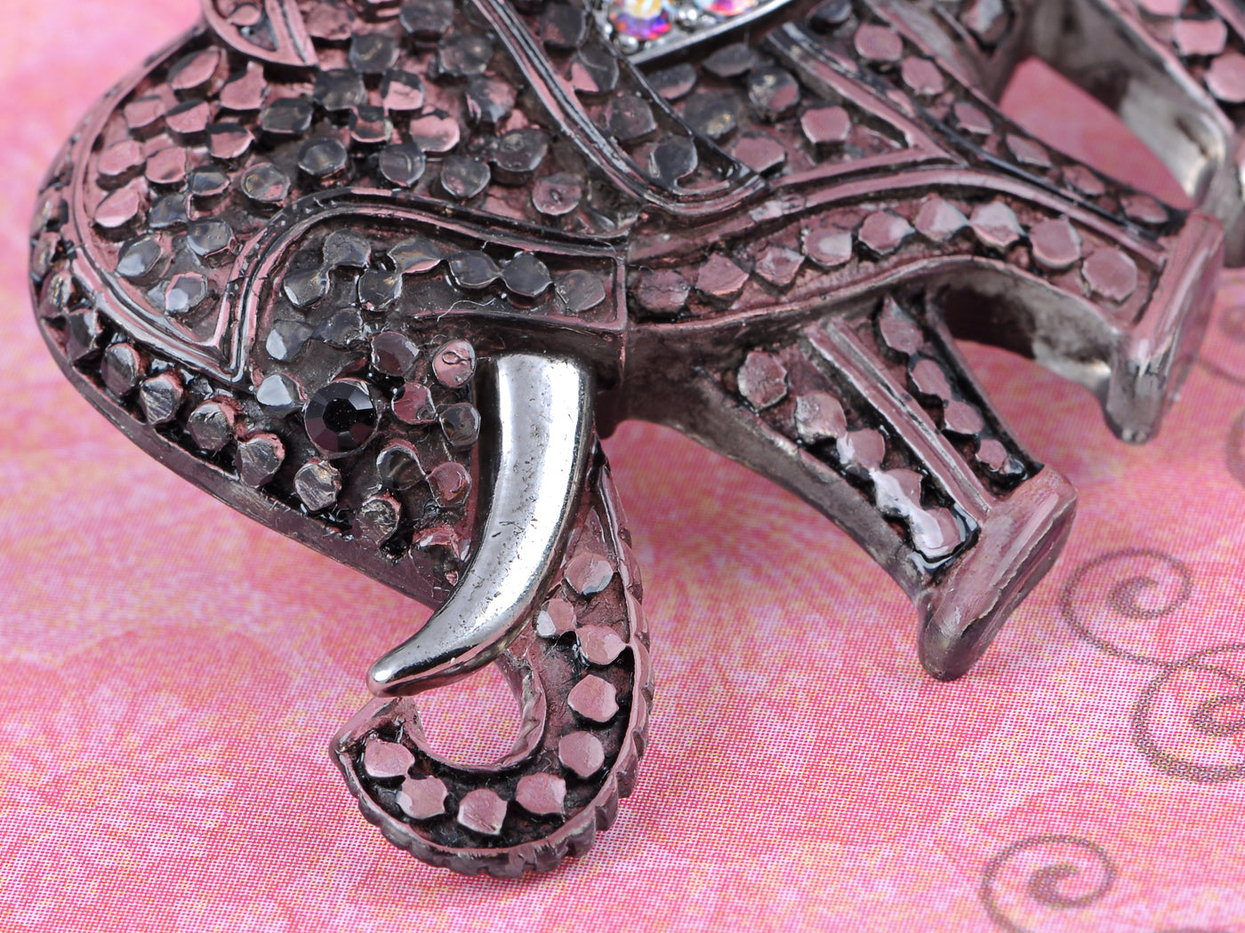 Matte Orange Iridescent African Elephant Brooch Pin