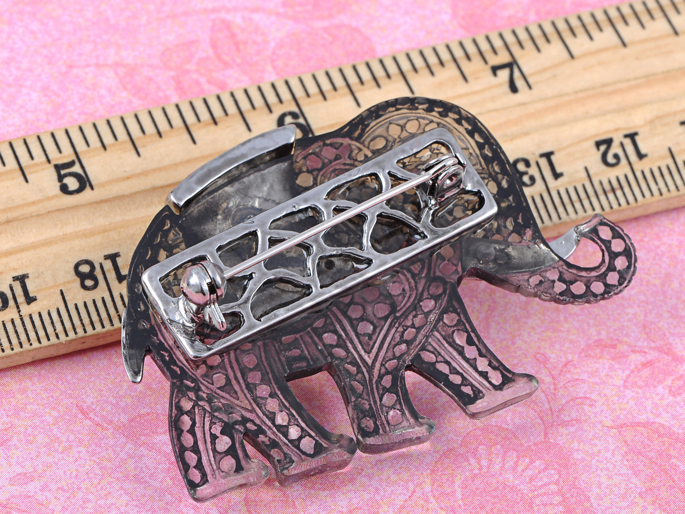 Matte Orange Iridescent African Elephant Brooch Pin