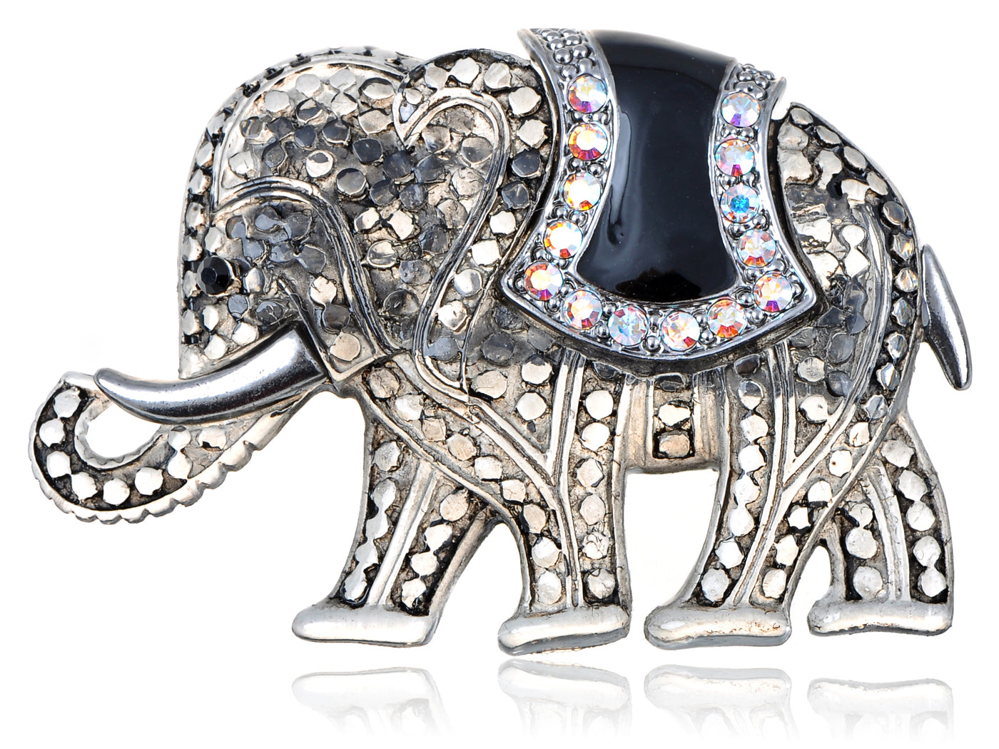 Matte Orange Iridescent African Elephant Brooch Pin