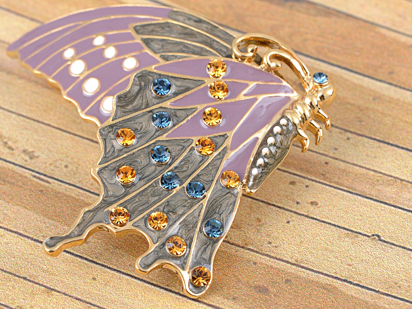 Multicolored Spotted Colorful Monarch Butterfly Wings Brooch Pin