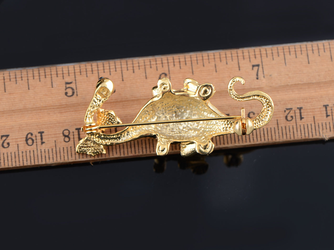 Elements Spotted Green Dinosaur W Bow Tie Pin Brooch