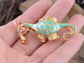 Elements Spotted Green Dinosaur W Bow Tie Pin Brooch