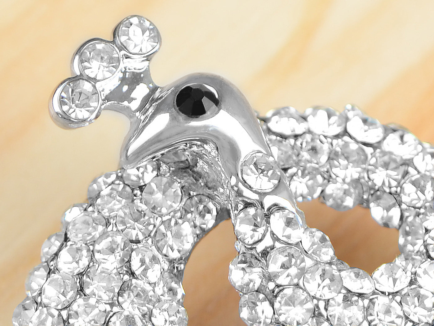 Gold Blue Painted Enamel Peacock Bird Feather Plume Brooch Pin