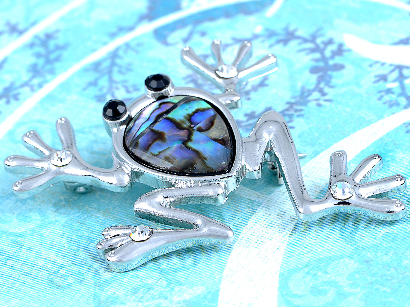 Czech Emerald Frog Jewelry Pin Brooch