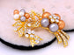 Yellow Pearls Floral Flower Brooch Pin