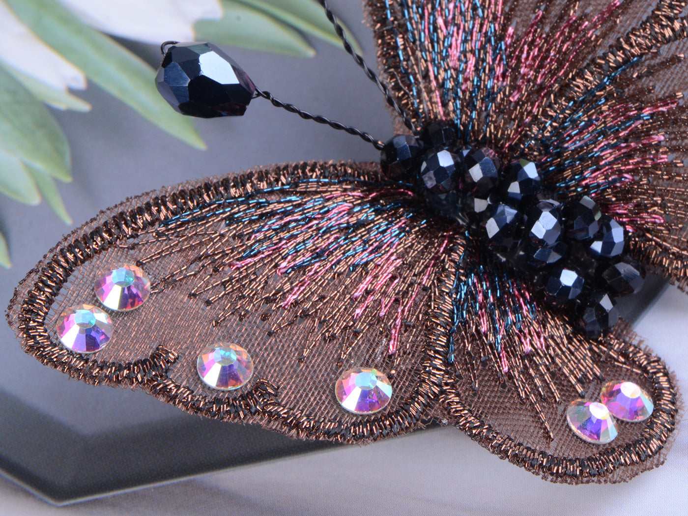 Embroidered Winged Monarch Butterfly Jewelry Brooch Pin