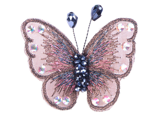 Embroidered Winged Monarch Butterfly Jewelry Brooch Pin