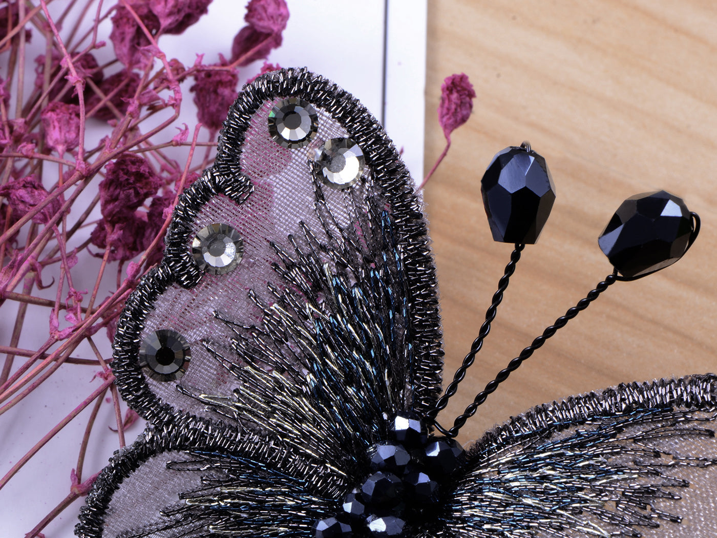 Embroidered Winged Monarch Butterfly Jewelry Brooch Pin