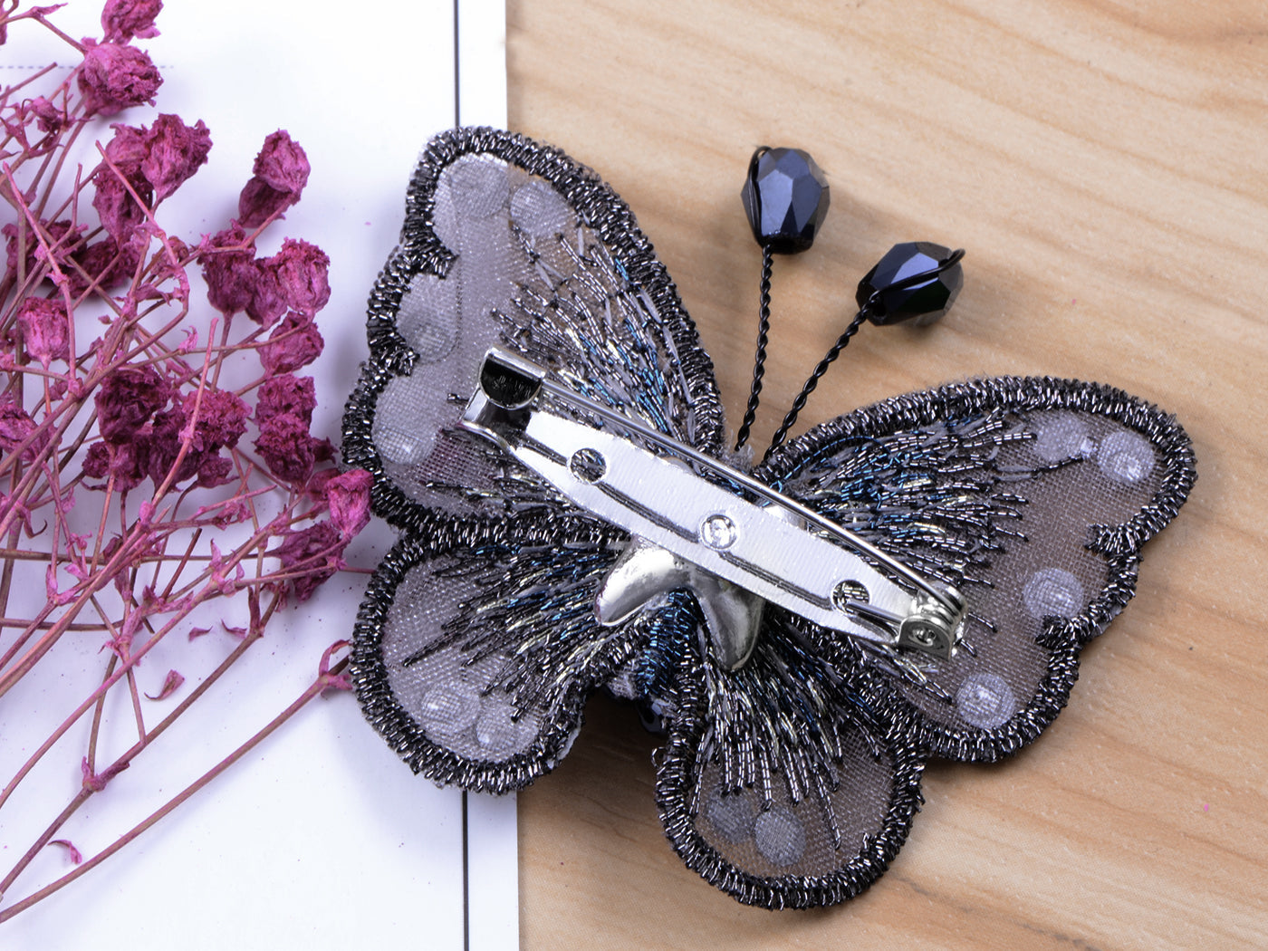 Embroidered Winged Monarch Butterfly Jewelry Brooch Pin