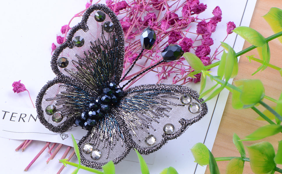 Embroidered Winged Monarch Butterfly Jewelry Brooch Pin