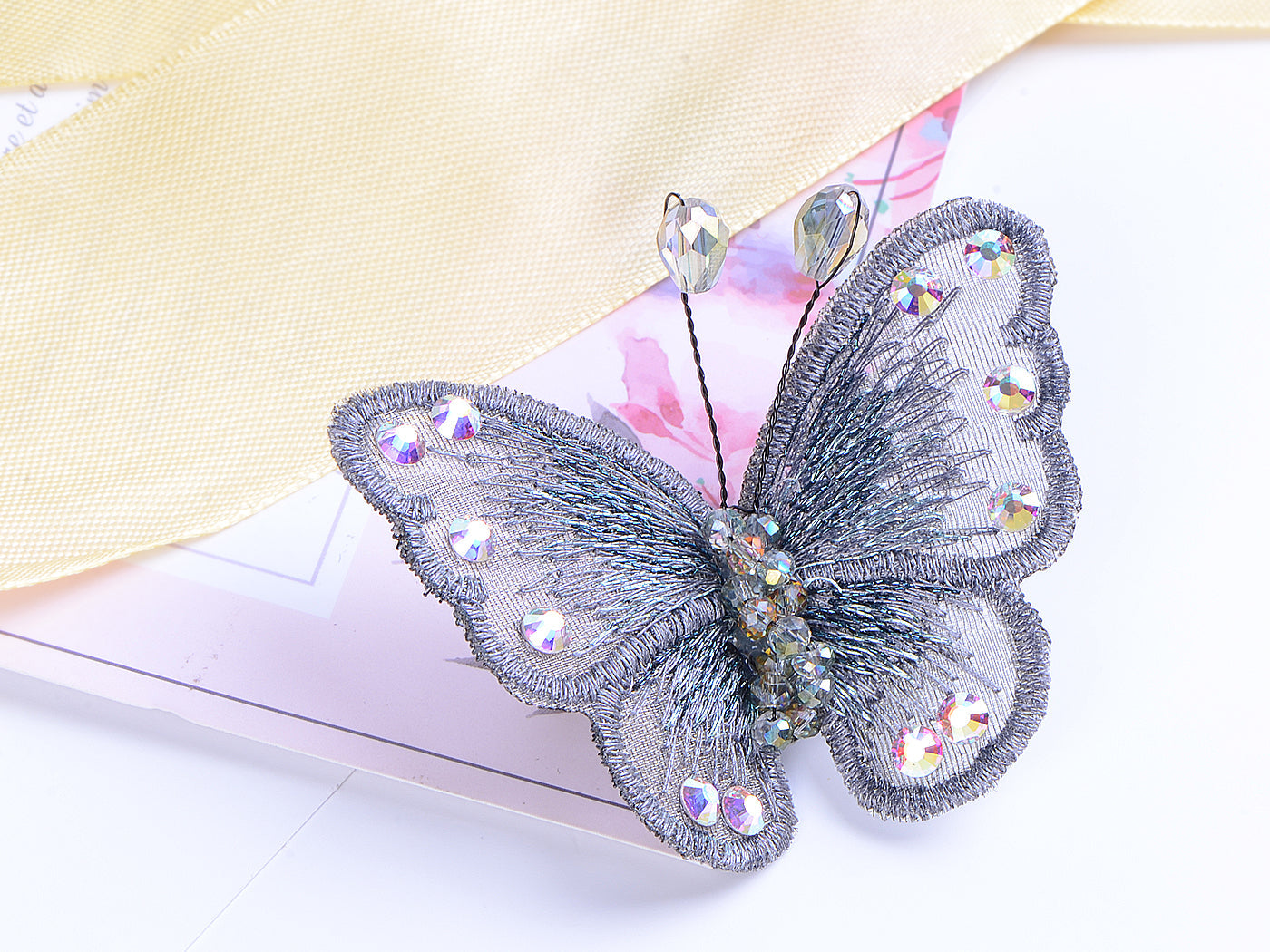 Embroidered Winged Monarch Butterfly Jewelry Brooch Pin