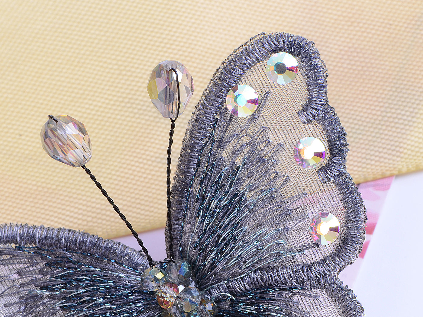 Embroidered Winged Monarch Butterfly Jewelry Brooch Pin