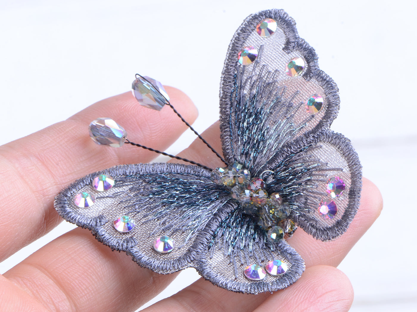 Embroidered Winged Monarch Butterfly Jewelry Brooch Pin