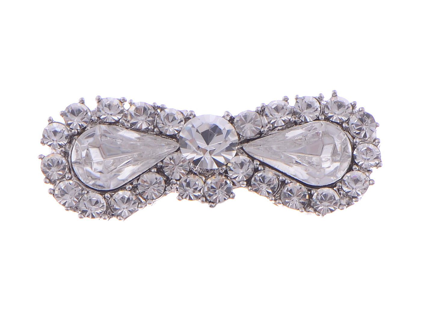 Silver Fancy Glam Bridal Half Bow Pin Brooch