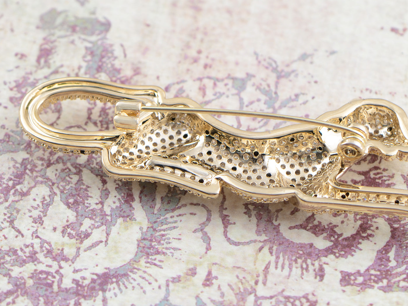 Cubic Zirconnia Copper Plated Egyptian Cougar Cheetah Brooch Pin