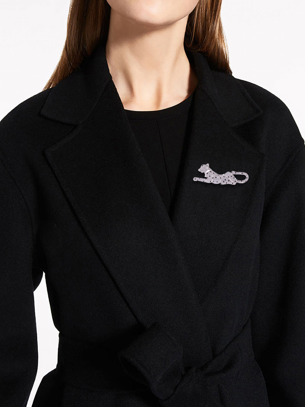 Cubic Zirconnia Copper Plated Egyptian Cougar Cheetah Brooch Pin