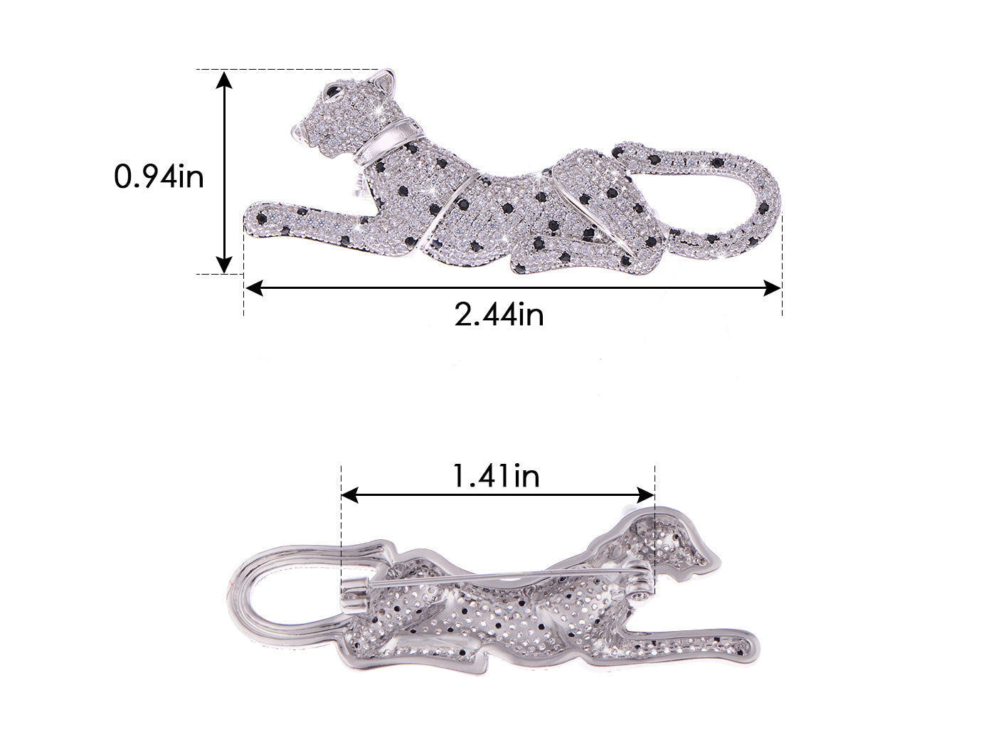 Cubic Zirconnia Copper Plated Egyptian Cougar Cheetah Brooch Pin