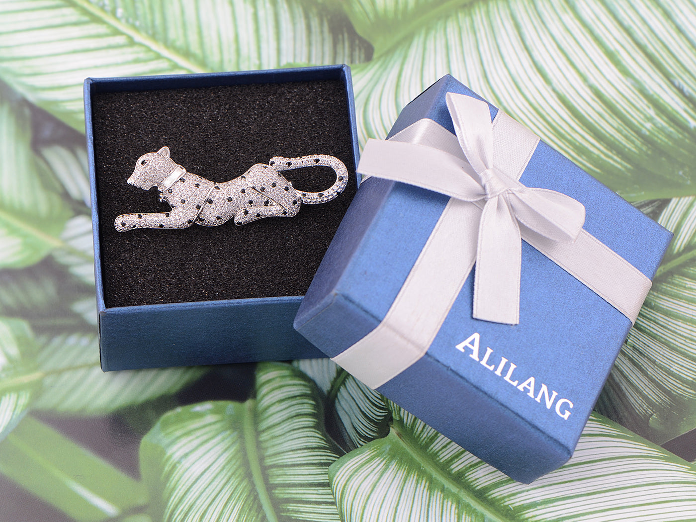 Cubic Zirconnia Copper Plated Egyptian Cougar Cheetah Brooch Pin