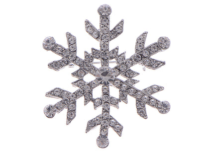 Studded Snowflake Casual Novelty Holiday Pin Brooch