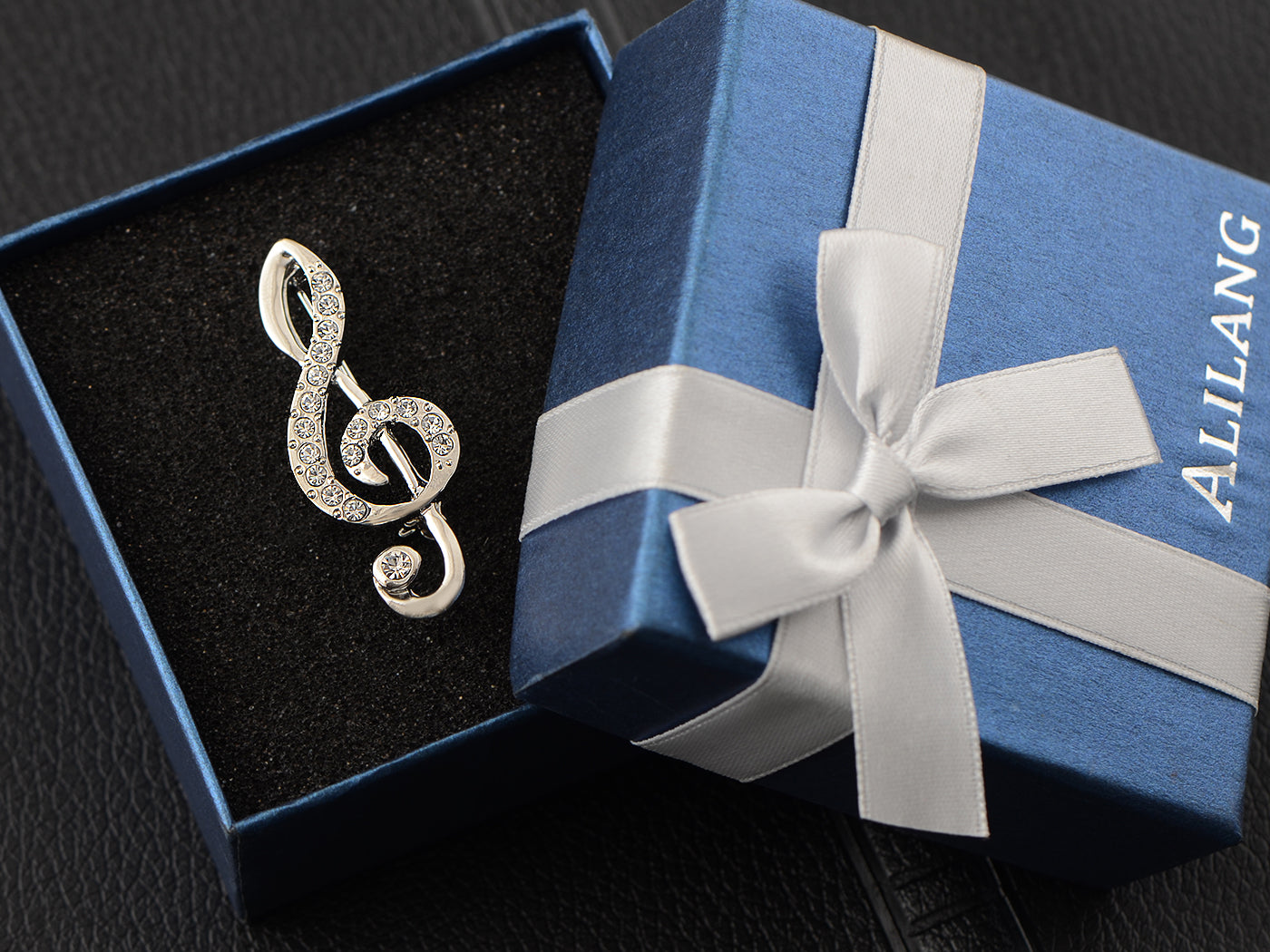 Treble Clef Music Note Silver Tone Brooch Pin