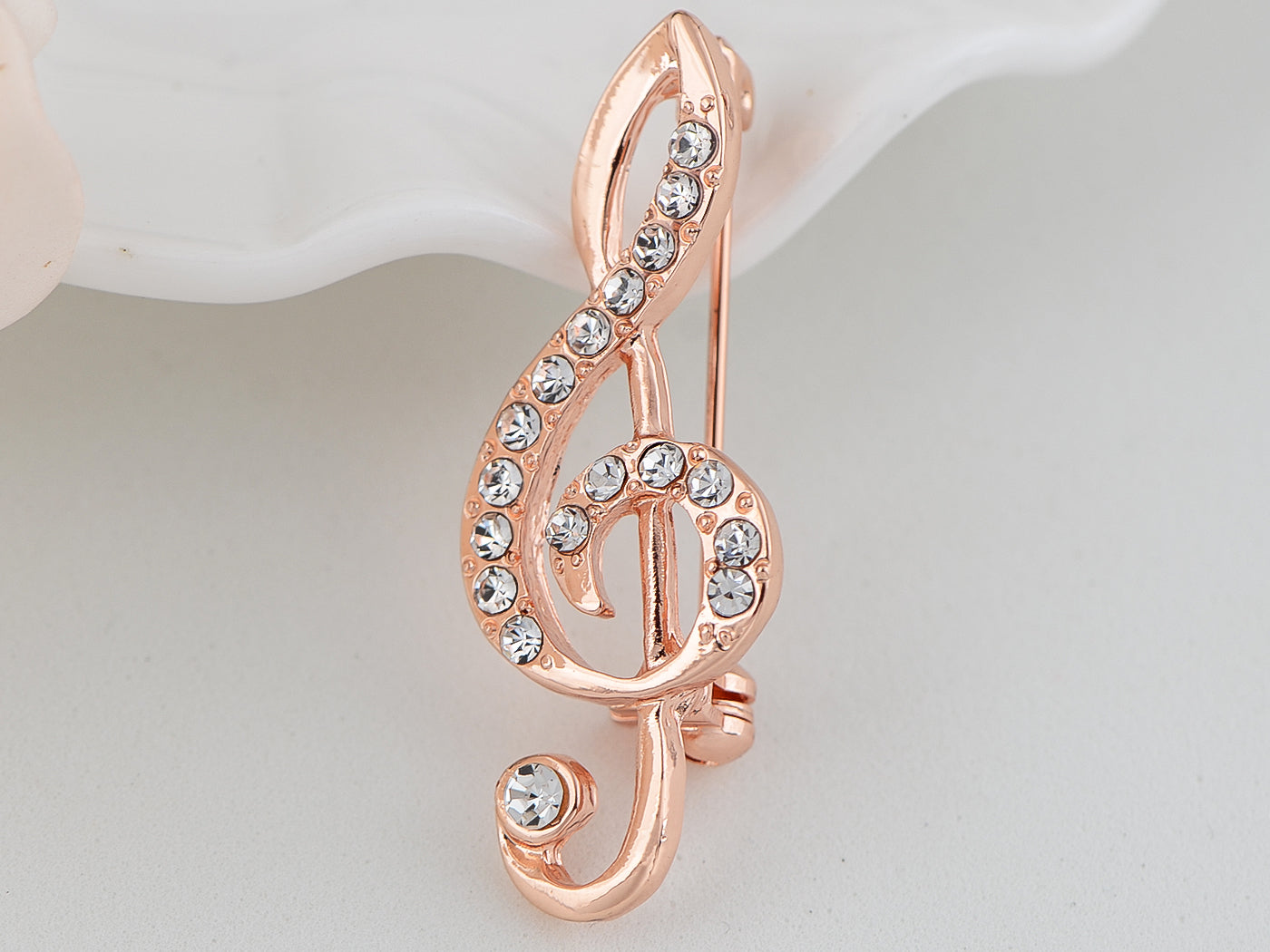 Treble Clef Music Note Silver Tone Brooch Pin