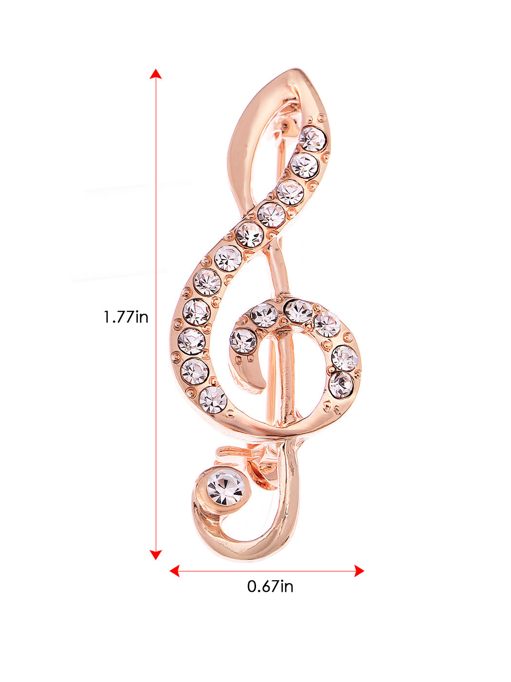 Treble Clef Music Note Silver Tone Brooch Pin