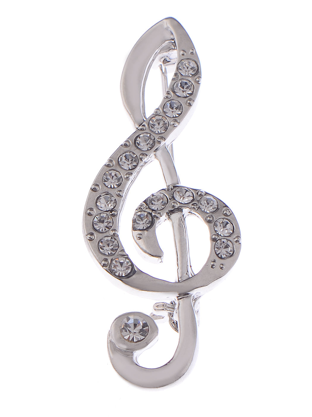 Treble Clef Music Note Silver Tone Brooch Pin