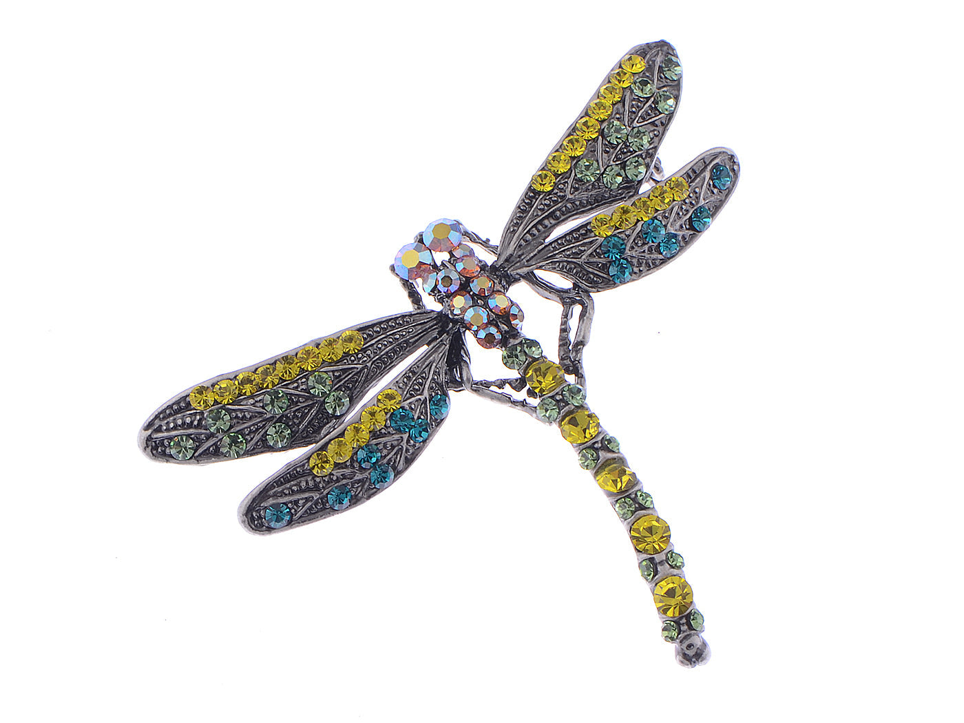 Colorful Yellow Blue Dragonfly Brooch Scarf Decoration Pin