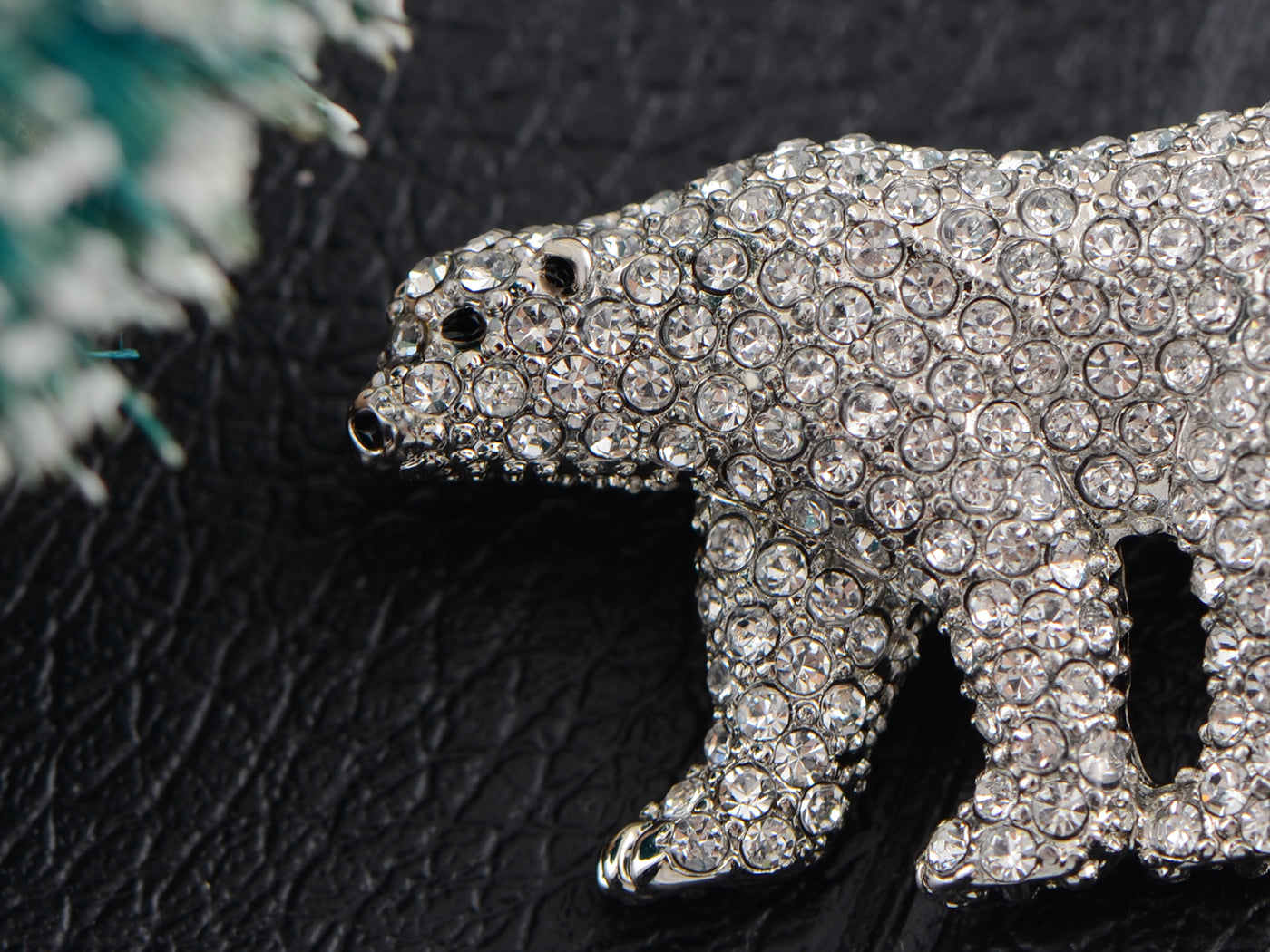 Polar Bear Brooch Clear Crystals Pin Brooch