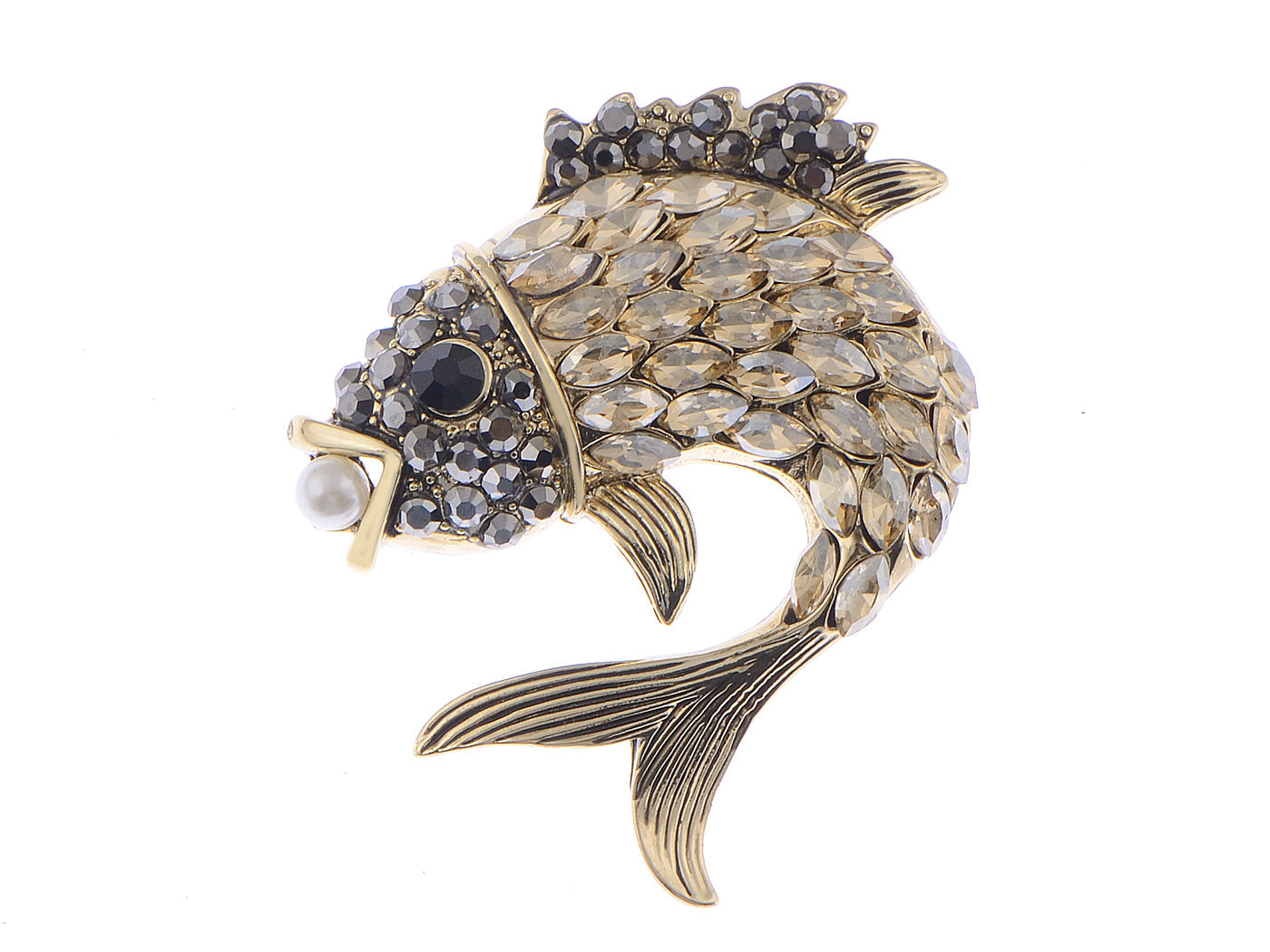 Light Topaz Colored Ocean Sea Fish Brooch Pin