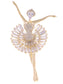 Alilang Fashion Gold Elegant Ballerina Dancing Women Crystal Rhinestone Brooch Pin Cubic Zirconia