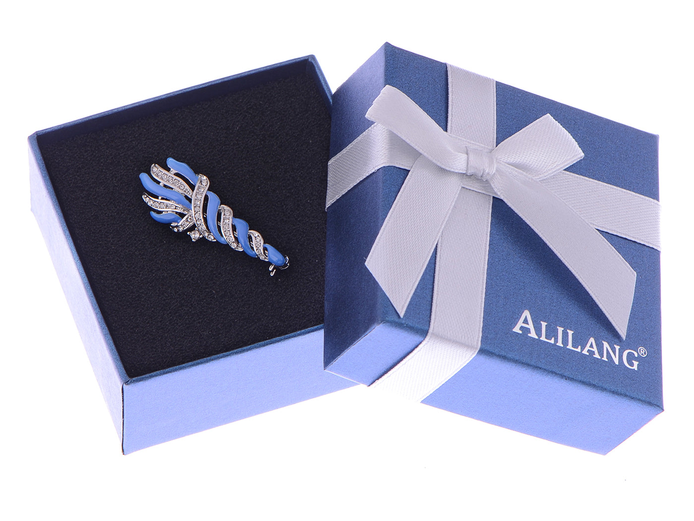 Alilang Women Clear Crystal Blue Enamel Wedding?Fashion Jewelry Ladies Party Elegant Brooches&Pins