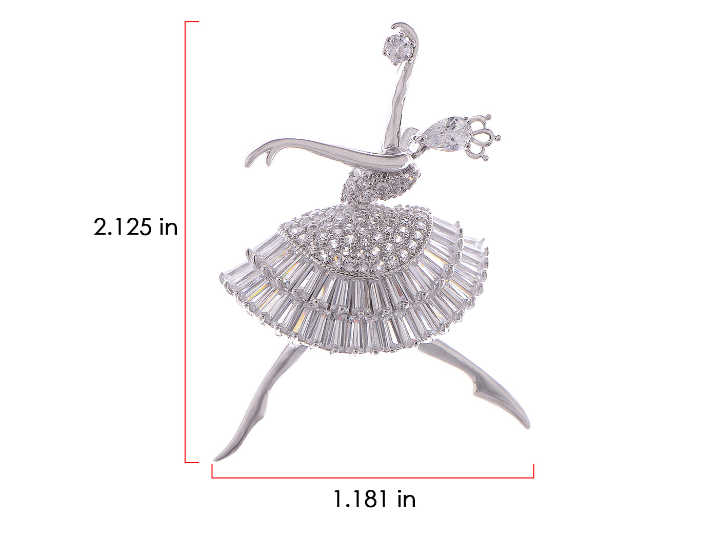 Alilang Fashion Gold Elegant Ballerina Dancing Women Crystal Rhinestone Brooch Pin Cubic Zirconia