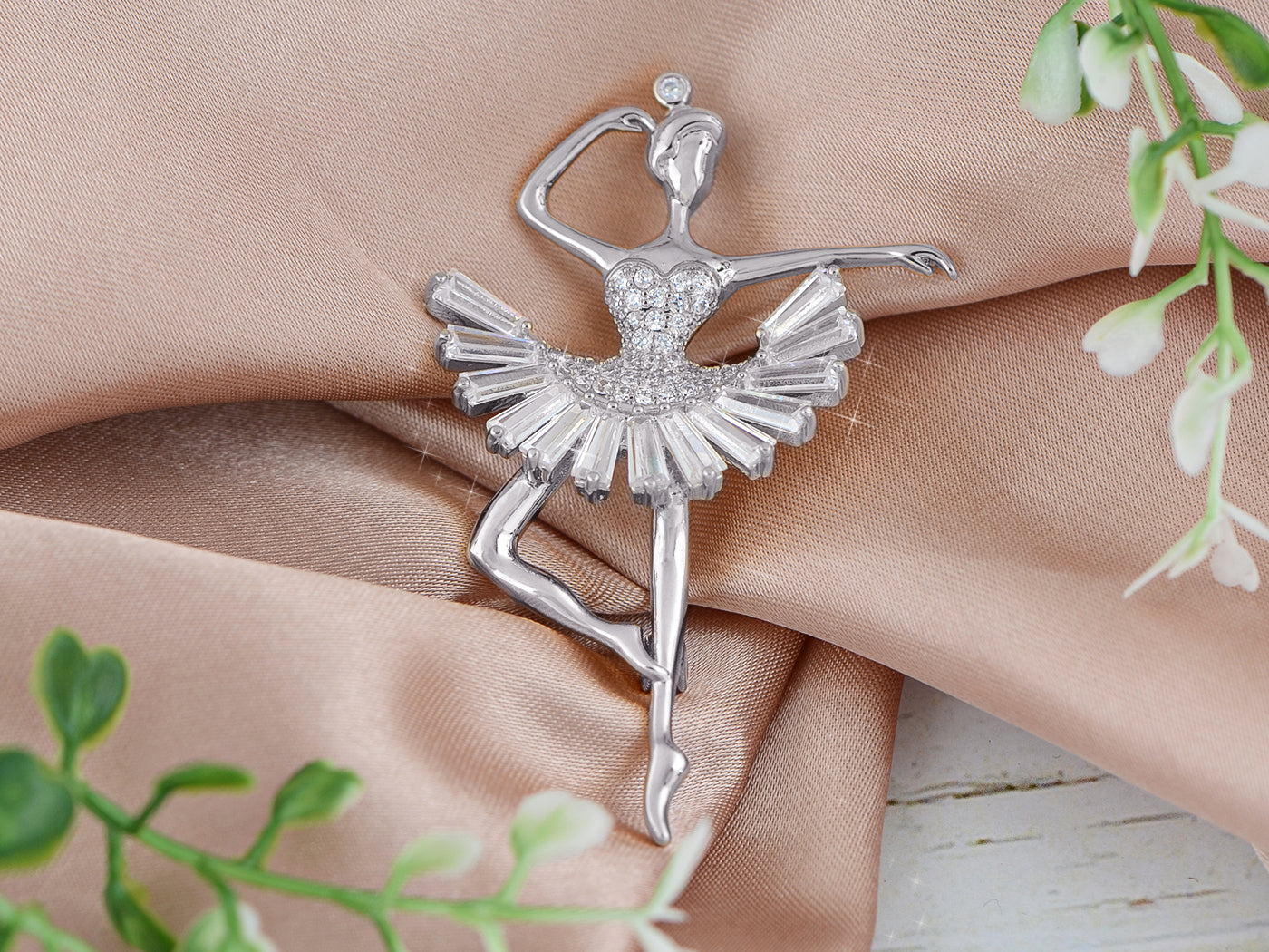 Alilang Fashion Gold Elegant Ballerina Dancing Women Crystal Rhinestone Brooch Pin Cubic Zirconia