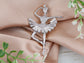 Alilang Fashion Gold Elegant Ballerina Dancing Women Crystal Rhinestone Brooch Pin Cubic Zirconia