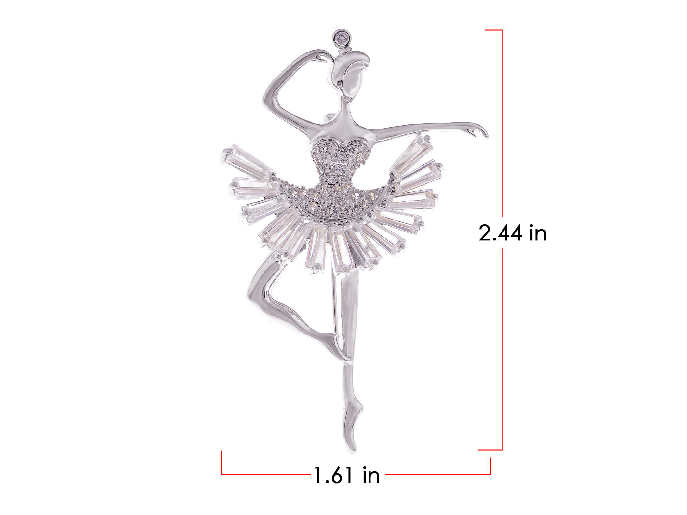 Alilang Fashion Gold Elegant Ballerina Dancing Women Crystal Rhinestone Brooch Pin Cubic Zirconia