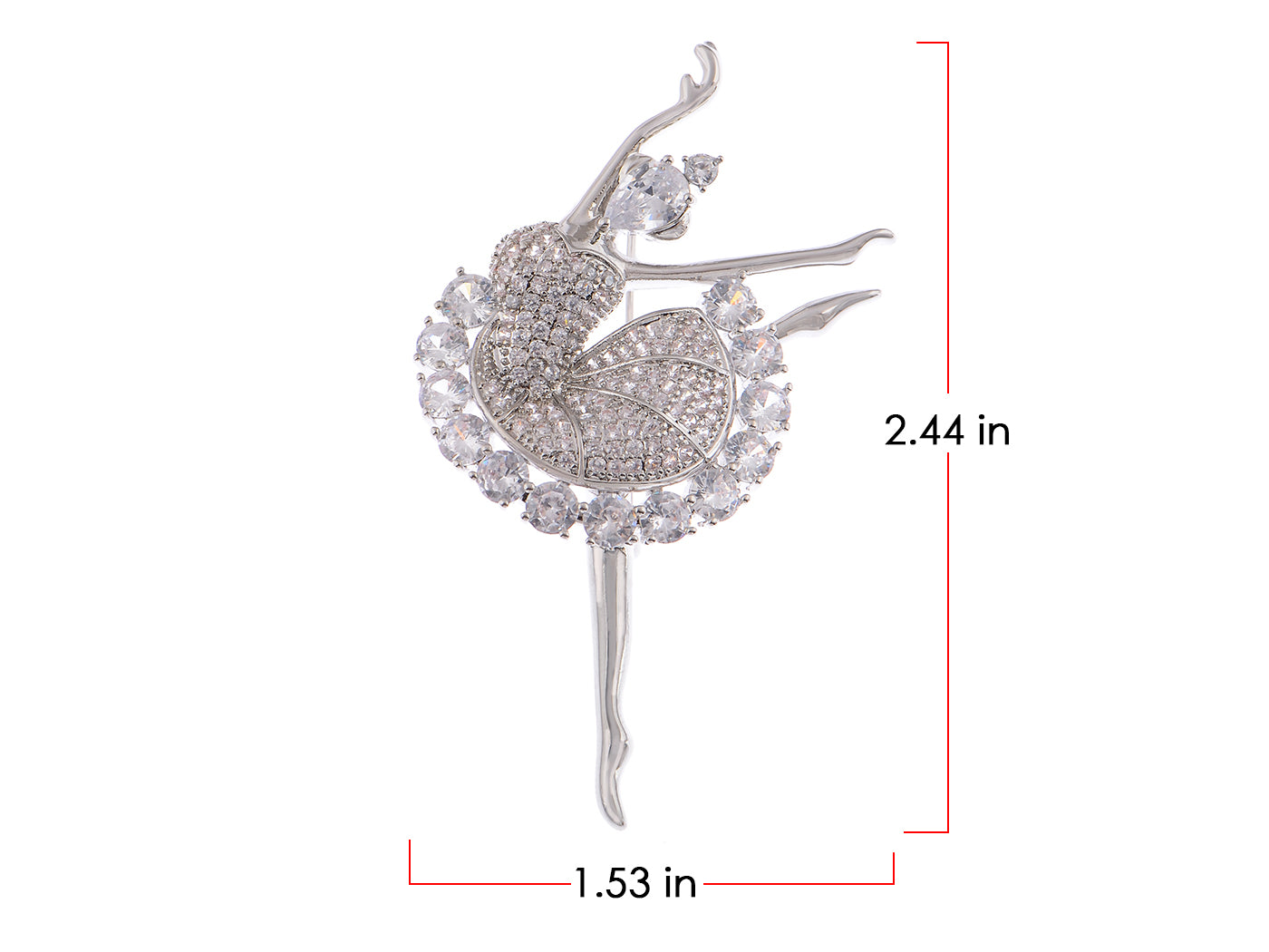 Alilang Fashion Gold Elegant Ballerina Dancing Women Crystal Rhinestone Brooch Pin Cubic Zirconia