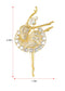 Alilang Fashion Gold Elegant Ballerina Dancing Women Crystal Rhinestone Brooch Pin Cubic Zirconia