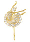 Alilang Fashion Gold Elegant Ballerina Dancing Women Crystal Rhinestone Brooch Pin Cubic Zirconia