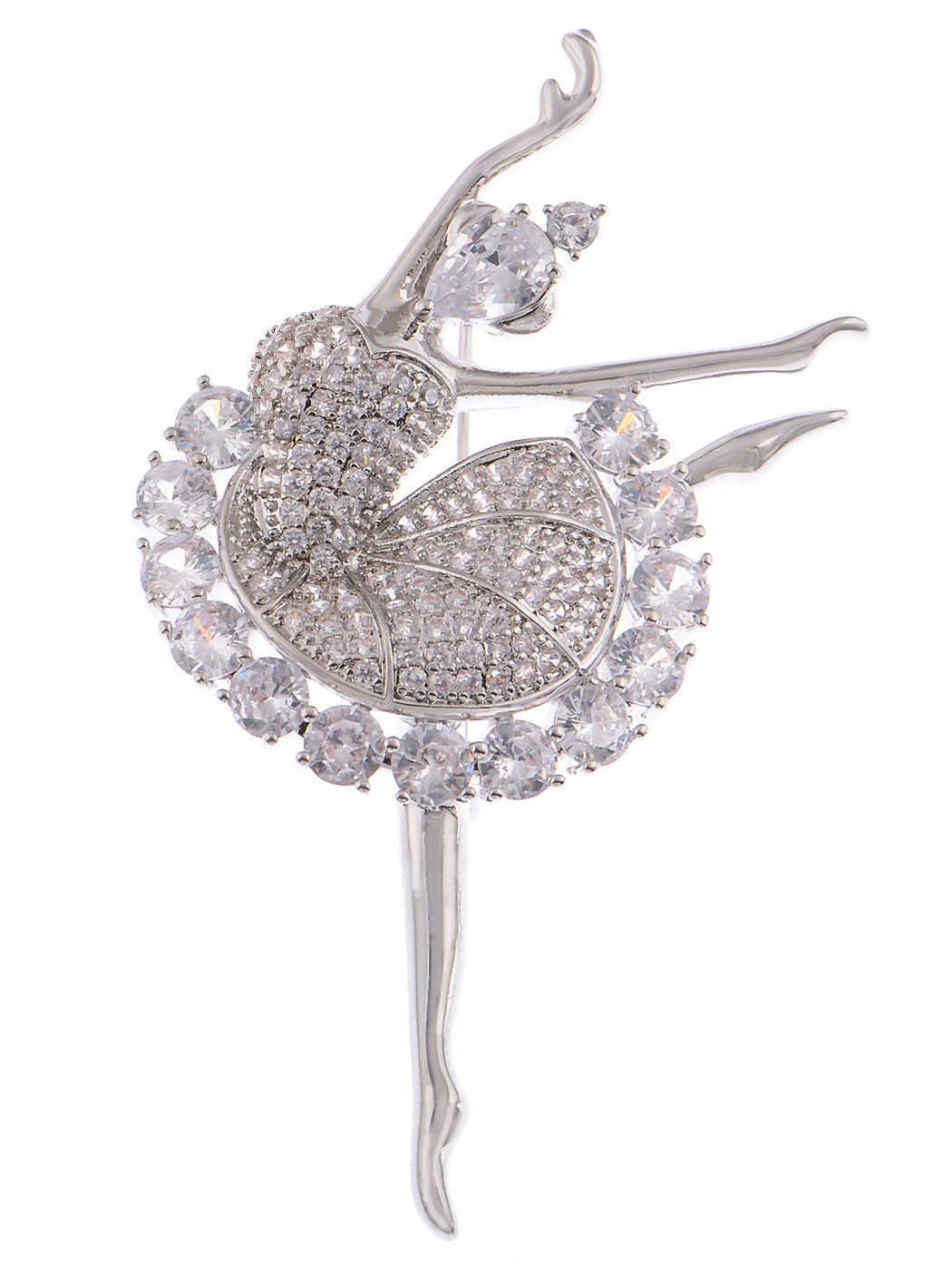 Alilang Fashion Gold Elegant Ballerina Dancing Women Crystal Rhinestone Brooch Pin Cubic Zirconia