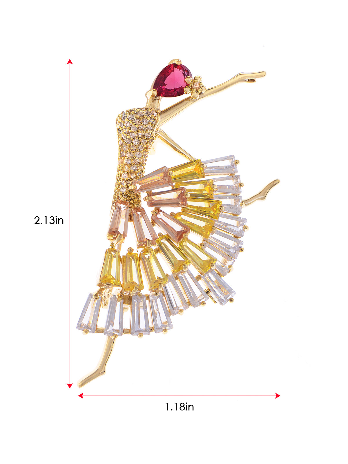 Alilang Zirconia Cubic Shining Crystal Girl Ballet Dancer Ball Gown Dress Brooch Pin for Women Lady Shirt Suit Coat Pin