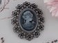 Antique Vintage Victorian Floral Purple Cameo Lady Brooch Pin