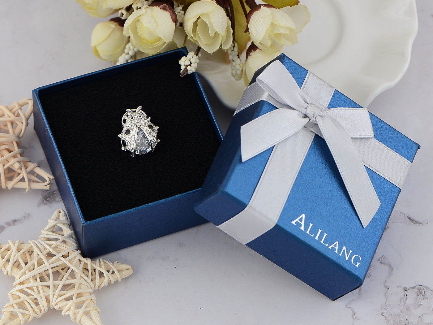 Peridot Green Ladybug Fly Insect Jewelry Brooch Pin